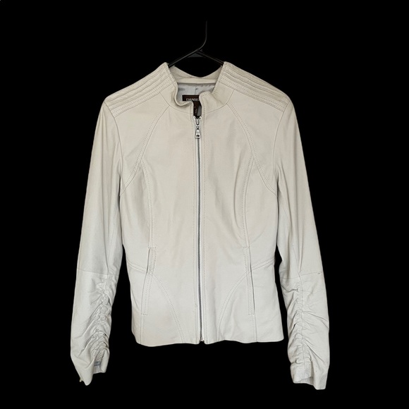 Danier Cream Leather Moto Jacket - small - Picture 10 of 10